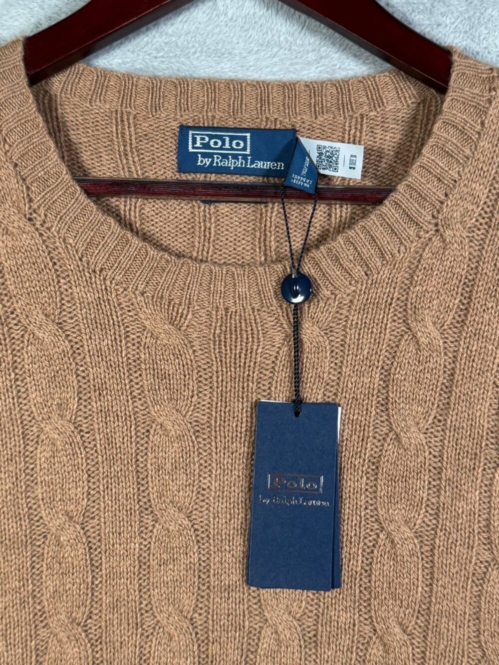 Polo Ralph Lauren Sweater Mens XXL Brown 100% Cashmere Cable Knit Crewneck $498